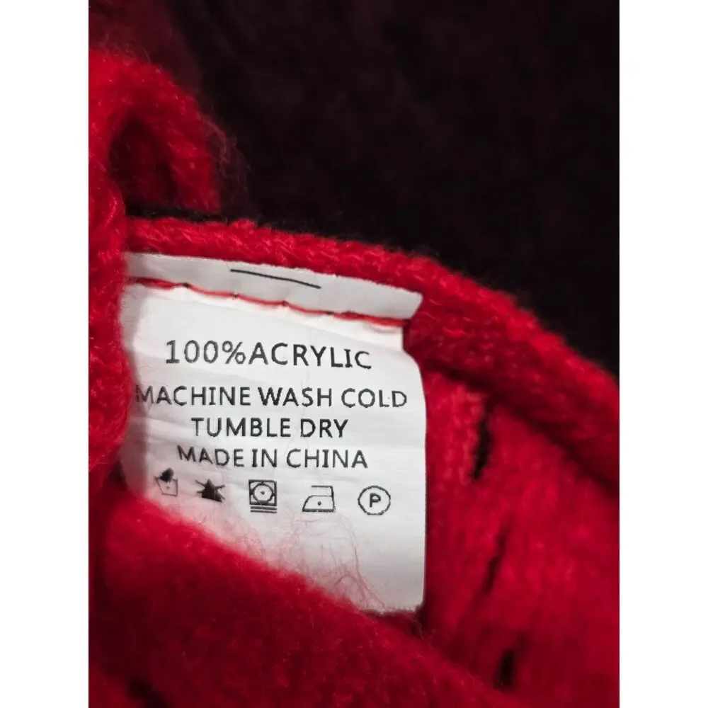 Sapphire Red Black Ombre Poncho Sweater Fringe Boho Western Waffle Knit